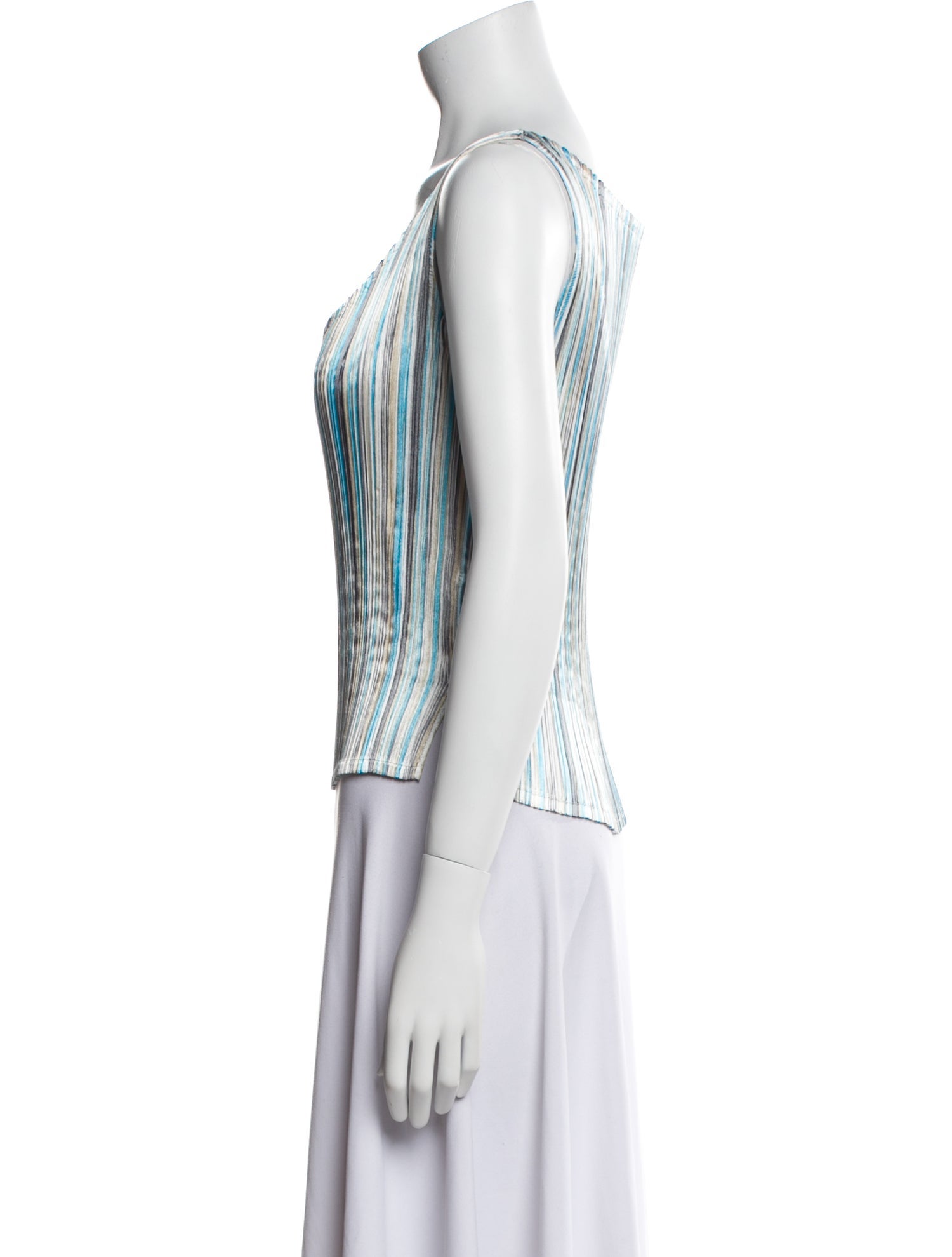 Issey Miyake Striped Scoop Neck Top